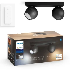 Philips Hue Buckram Double Spotlight with BT (Black)